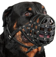 Load image into Gallery viewer, CollarDirect Leather Dog Muzzle for Rottweiler &amp; Bullmastiff, Black, Large
