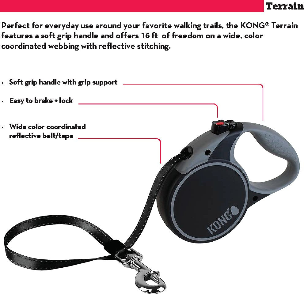 KONG Retractable Terrain Reflective Retractable Dog Leash Pawsibility